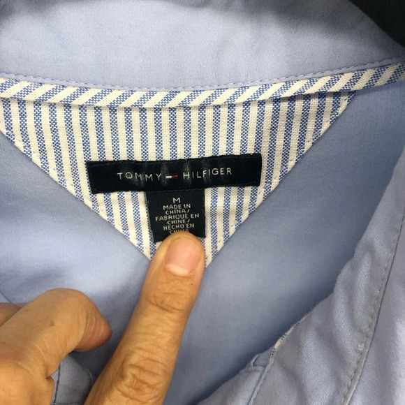 Tommy Hilfiger blue tux cotton shirt Medium. - Picture 5 of 6